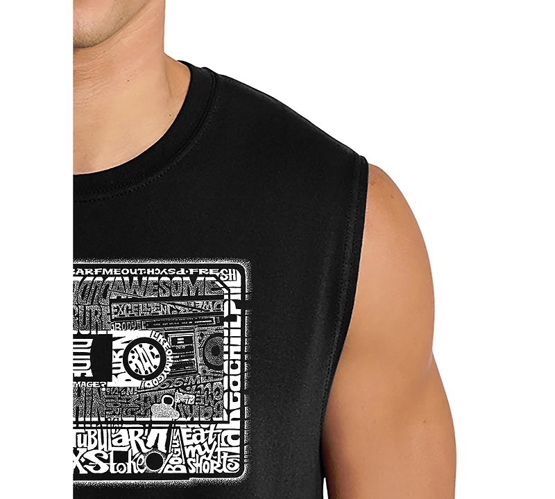 La Pop Art Men's Cassette Tape Design Word Tank Top