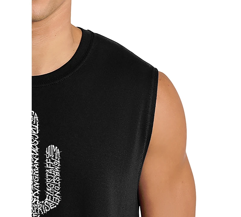 La Pop Art Men's Arizona Cactus Typography Graphic Tank Top
