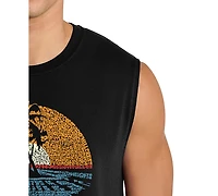 La Pop Art Men's San Diego California Sunset Palm Tree Graphic Tank Top