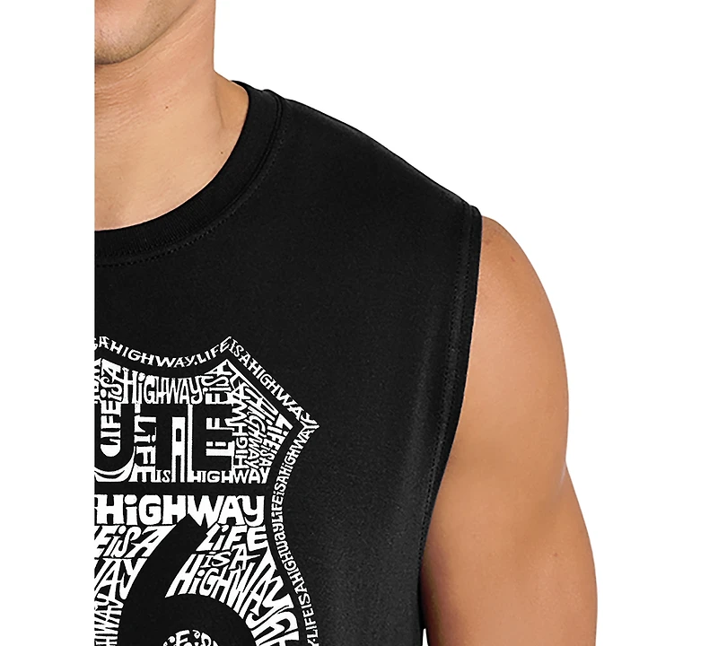 La Pop Art Men's Route 66 Shield Typography Design Tank Top