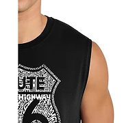 La Pop Art Men's Route 66 Shield Typography Design Tank Top