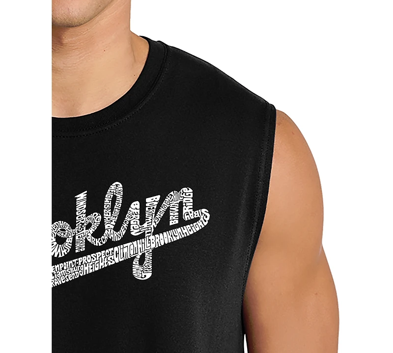 La Pop Art Men's Brooklyn Script Typography Graphic Tank Top