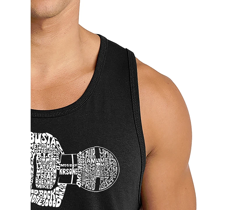 La Pop Art Men's Electric Guitar Word Graphic Tank Top