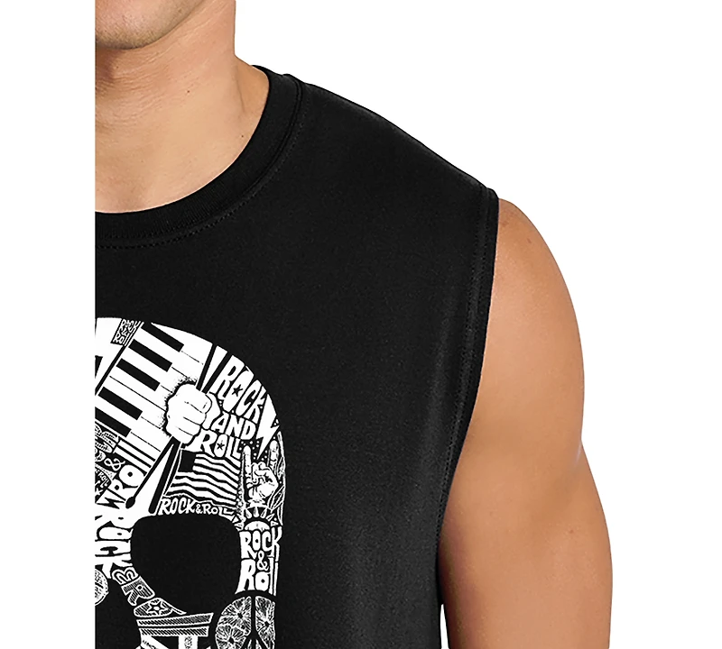 La Pop Art Men's Skull Typography Word Graphic Tank Top
