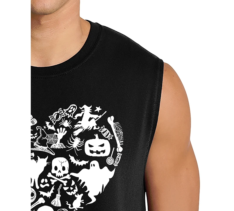 La Pop Art Men's Skull Pattern Heart Word Graphic Tank Top