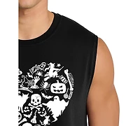 La Pop Art Men's Skull Pattern Heart Word Graphic Tank Top