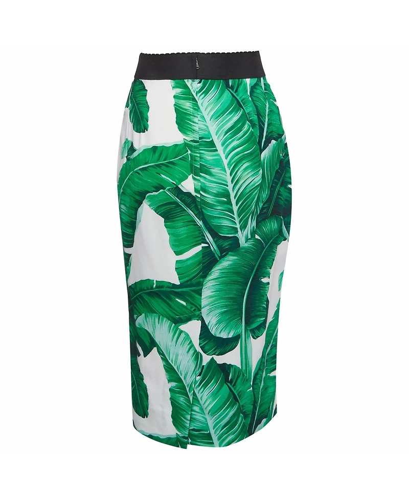 Pre-Owned Dolce & Gabbana Women's Tropical Print Crepe Pencil Skirt
