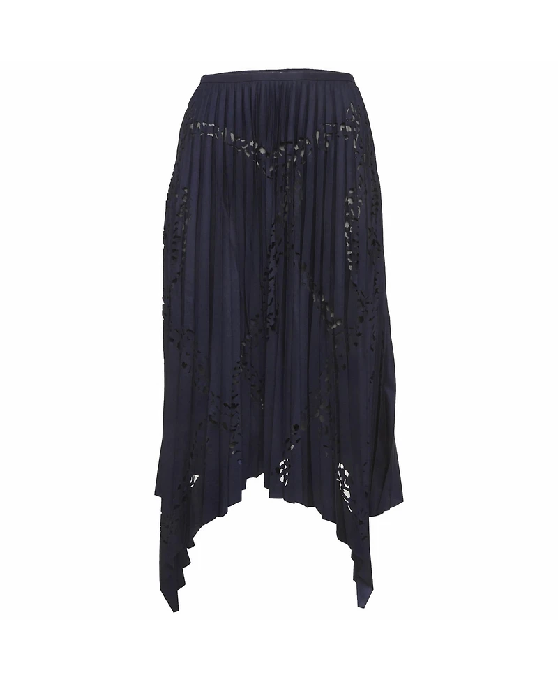 Pre-Owned Emilio Pucci Women's Laser Cut Plisse High Low Hem Skirt