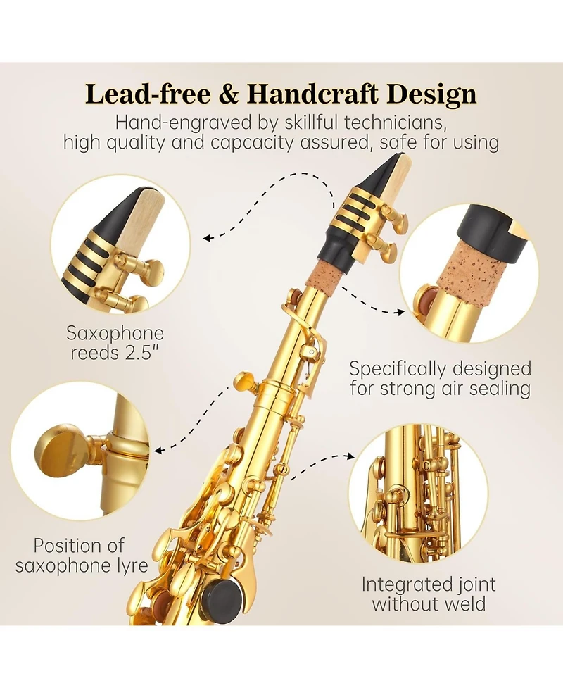 gaomon Straight Soprano Saxophone Complete Set