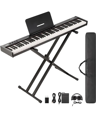 gaomon 88-Key Full Size Digital Piano Complete Set - Bluetooth Stand Case Headphones Adapter