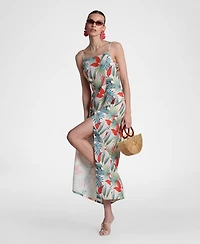 Avec Les Filles Women's Linen-Blend Maxi Slit Front Dress