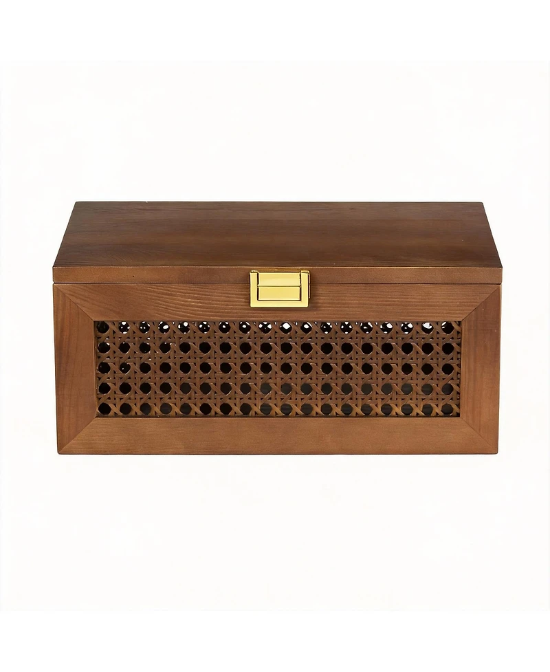 Yigii large Rattan Storage Box with Lid for Keepsakes and Accessories