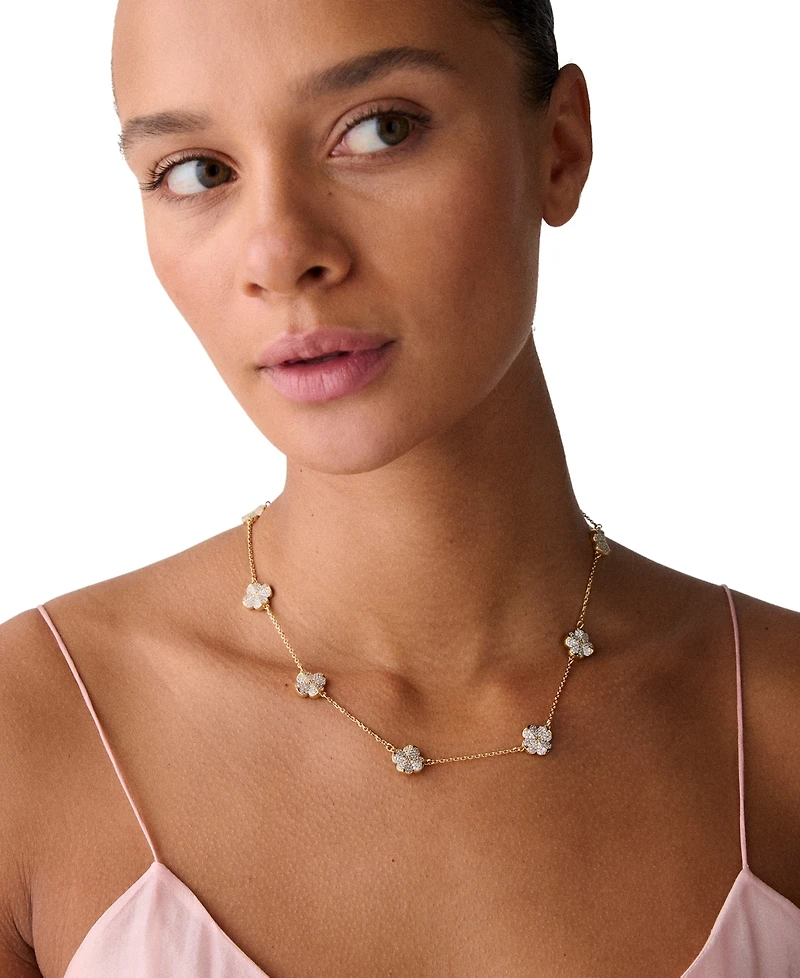 kate spade new york Gold-Tone Flower Pave Scatter Necklace