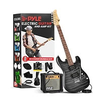 Pyle 39.4" Electric Guitar Kit with Amplifier, Digital Tuner & Accessories - PEGKT99BK
