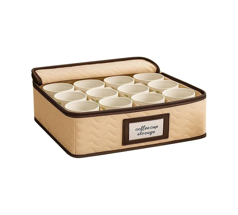 Florida Brands Quilted Microfiber China Organizer Box with Dividers - Protects & Organizes Up to 12 Pieces