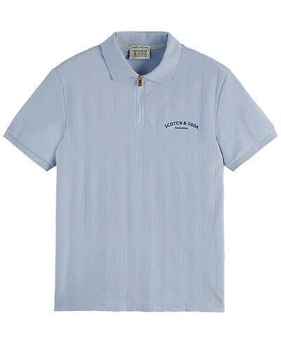Scotch & Soda Men's Popcorn Textured Quarter-Zip Short-Sleeve Polo Shirt