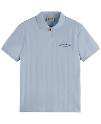 Scotch & Soda Men's Popcorn Textured Quarter-Zip Short-Sleeve Polo Shirt