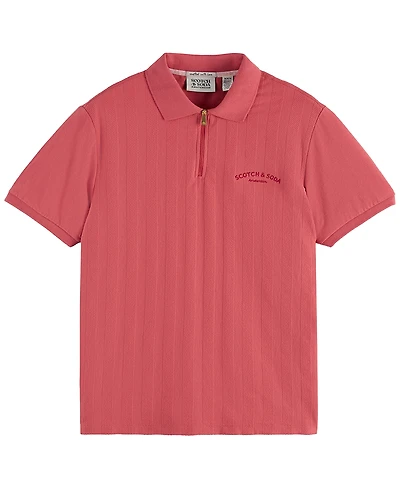 Scotch & Soda Men's Popcorn Textured Quarter-Zip Short-Sleeve Polo Shirt