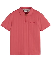 Scotch & Soda Men's Popcorn Textured Quarter-Zip Short-Sleeve Polo Shirt