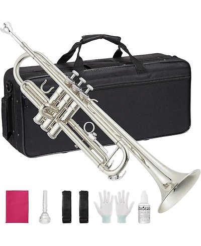 gaomon Bb Standard Trumpet Set for Beginners - Brass Student Instrument Mouthpiece Case Cleaning Kit