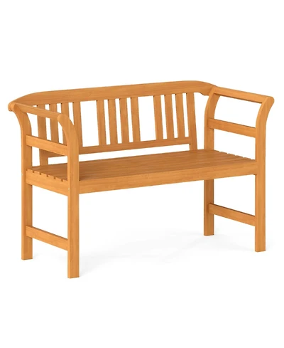 Gymax Outdoor Loveseat Bench Curved Armrests for Backyard Front Porch Deck