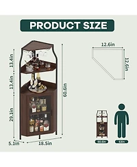gaomon 4 Tier Corner Wine Rack with Glass Holder and Storage Shelves for Living Room