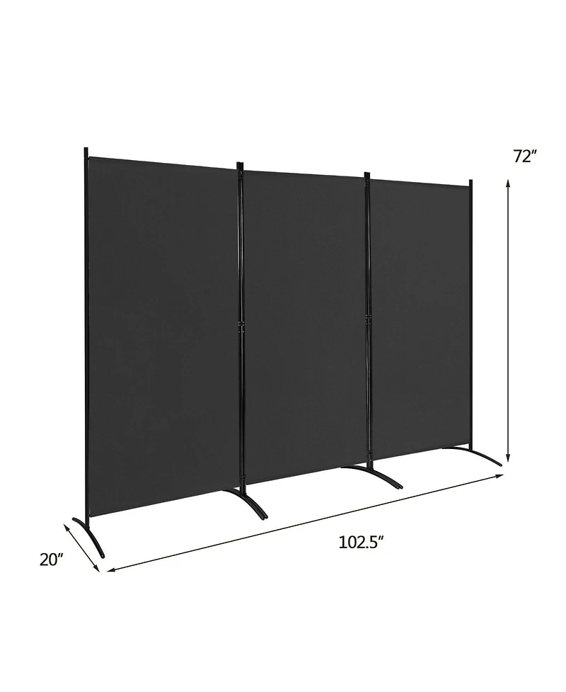 sumyeg 6-Foot 3-Panel Folding Room Divider with Durable Hinges and Steel Base