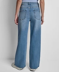 Dkny Jeans Women's High-Rise Wide-Leg Outseam Studs