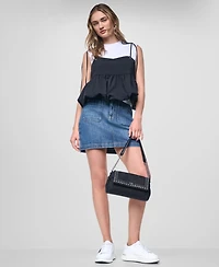 Dkny Jeans Women's Nylon-Blend Tied Strap Peplum Tank Top