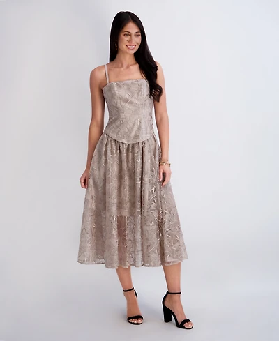 Siena Women's Embroidered Mesh Midi Dress