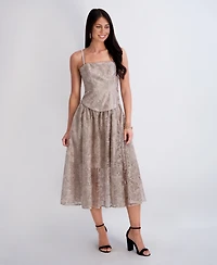 Siena Women's Embroidered Mesh Midi Dress