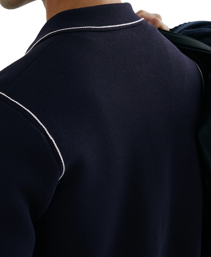Reiss Men's Blake Stitch-Detail Zip-Through Knit Shirt