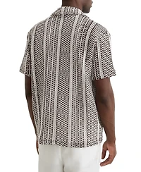 Reiss Men's Aetos Crochet Stripe Cuban-Collar Shirt