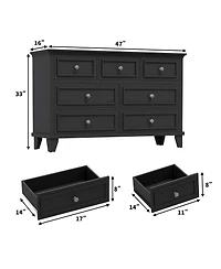 homfan Modern 7 Drawer Dresser for Bedroom – Wide Chest of Drawers Deep Storage Water-Resistant Wood Top Cabinet