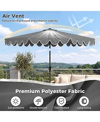Gymax 10 Feet Outdoor Umbrella With Weighted Base Sandbags Push Button Tilt And Crank Patio