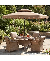 Gymax 9 Feet Patio Umbrella With Push Button Tilt And Crank 2-Tier Vented Top 8 Metal Ribs