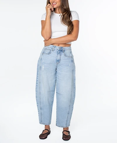 Celebrity Pink Juniors' High-Rise Barrel-Leg Jeans