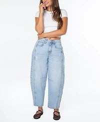 Celebrity Pink Juniors' High-Rise Barrel-Leg Jeans