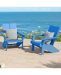 Outdoor Hdpe Modern Adirondack Chair with Cup Holder (Set of