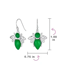 Bling Jewelry Garden Insect Orange Yellow Jade Queen Bumble Bee Dangle Drop Earrings .925 Sterling Silver