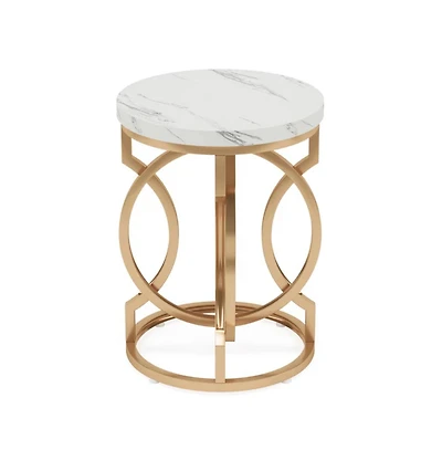 Slickblue Round Bedside Table with Stylish Faux Marble Surface