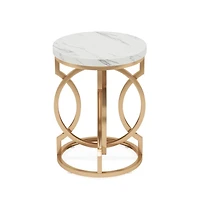 Slickblue Round Bedside Table with Stylish Faux Marble Surface