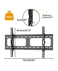 Unho Low Profile Tv Mount, 30-86 Inch, 60kg, 15 degrees Tilt, Vesa up to 800x400