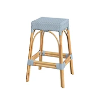 Butler Specialty Robias Rectangular Rattan 30" Bar Stool, Baby Blue