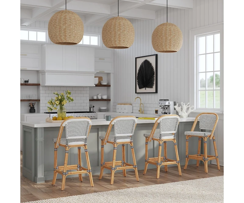 Butler Specialty Lila Rattan 28 in. Seat Height Bar Stool with Back and Footrest
