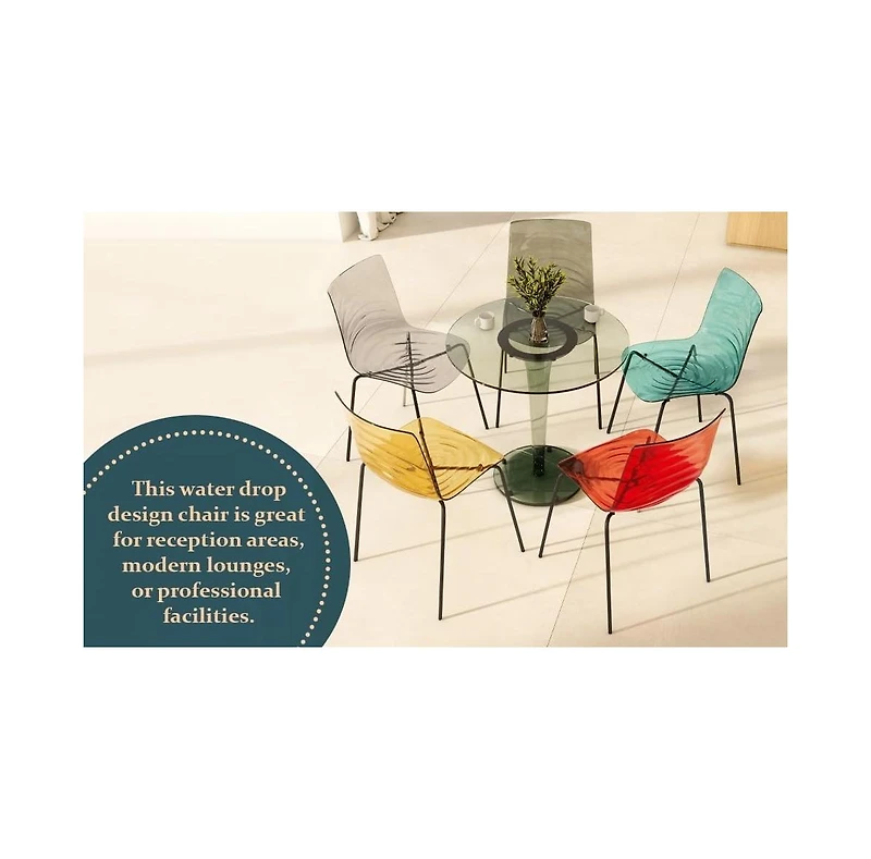 LeisureMod Astor Water Ripple Design Dining Chair