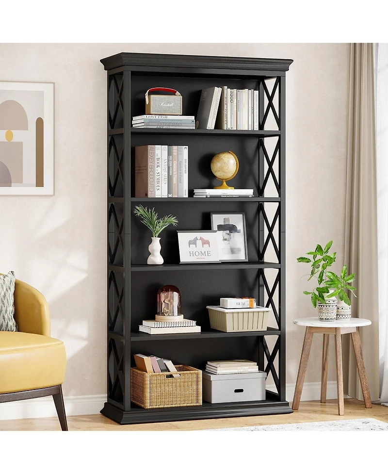 Slickblue Industrial Bookshelf Metal and Wooden Display Shelf