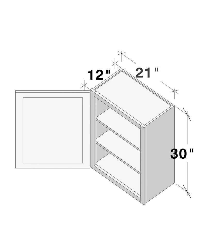Boyel Living 21"x36" Standard Wall Cabinet (1 Door 2 Shelves), Ready to Assemble Kitchen with Solid Wood Frame, Soft-Close Slides and Hinge