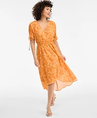 I.n.c. International Concepts Women's Short-Sleeve Printed Faux Wrap Dress, Macy's Exclusive