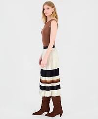 T Tahari Women's Pleated Pull-On Midi Skirt